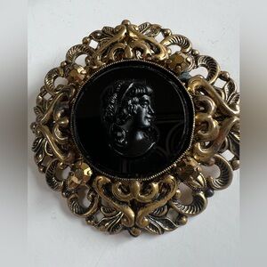 Vintage Black and Gold Brooch Western Germany